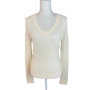 St. John cream knit V-Neck Sweater neutral coastal quiet luxury minimalist chic